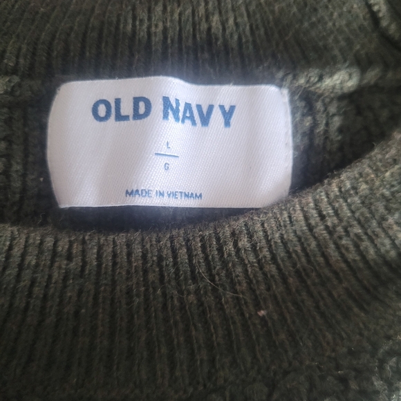 Old Navy Olive Green and White Striped Sweater Sz.L - Picture 7 of 7